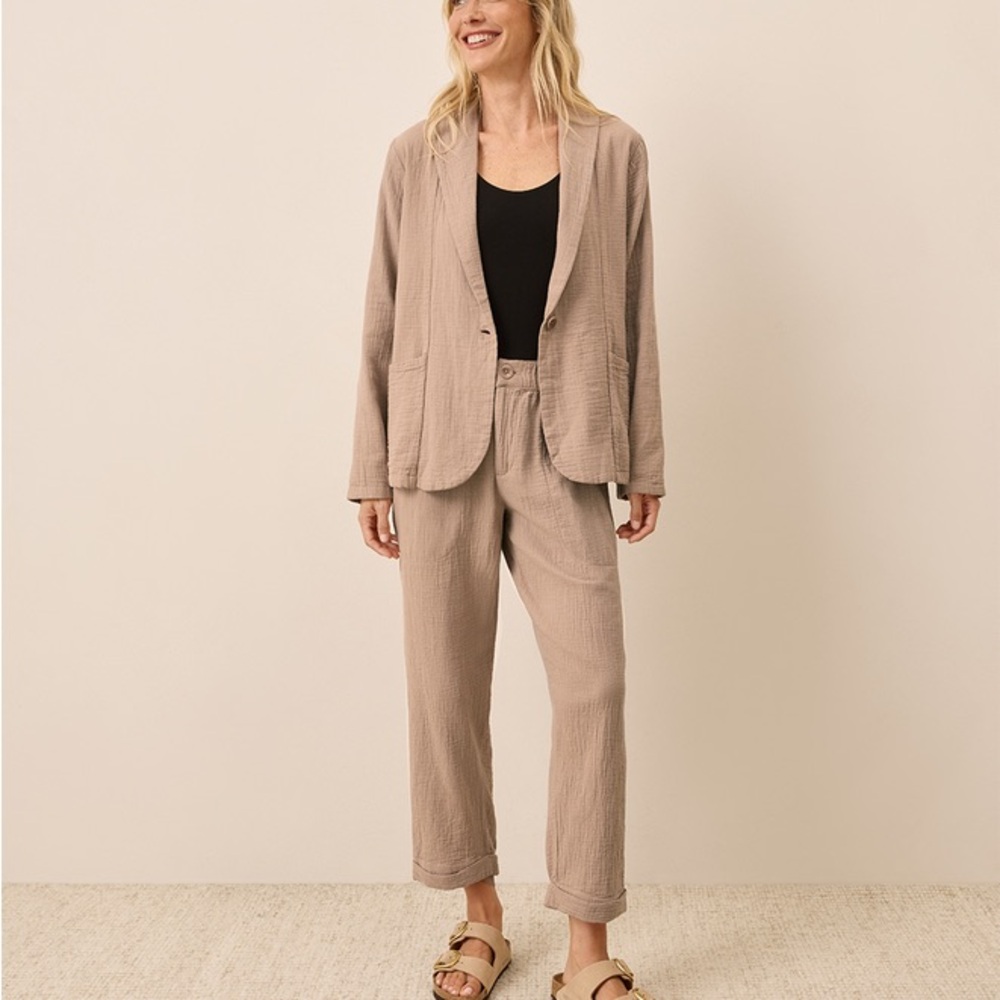 Pact Cropped Gauze Pants in Taupe - Picture 2 of 10